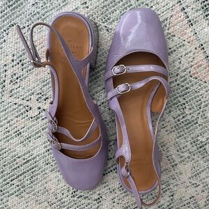 Sézane Lavender Mary Jane Patent Leather Heels